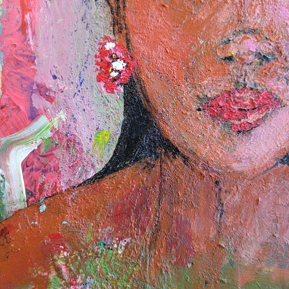 Original Frida Kahlo Inspired Acrylic Painting on Upcycled Wood Board, 8x10" - Picture 11 of 13